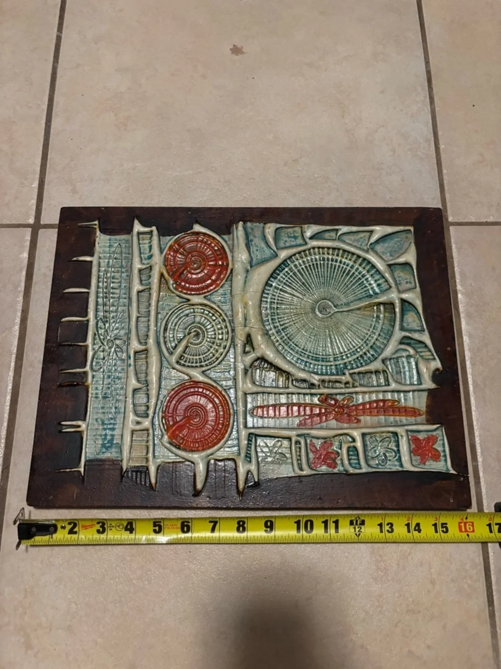Sylvia Watmough Vintage 1971 Troika Style Bas Relief Mixed Media Art